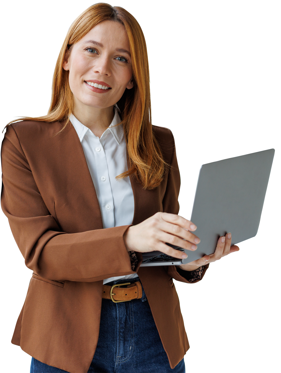 Woman working on tablet