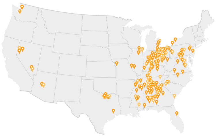 National map of SURGE Staffing Branches